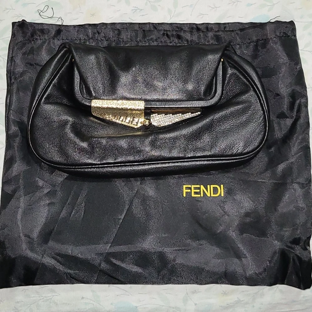 VINTAGE FENDI CLUTH Jeweled Clasp - Picture 1 of 5